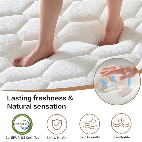 Image of King Mattress, Medium Firm Memory Foam Bed Mattress, Fiberglass Free, CertiPUR-US Certified Safe Materials, Foam and Spring, King Size Mattress in a Box, (12 in King)