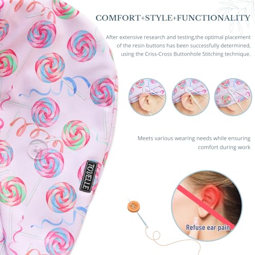 Image of Scrub Caps for Women with Buttons, Classic Surgical Caps