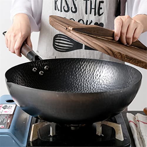 Wok de hierro chino artesanal 32 cm sin recubrimiento miniatura 4