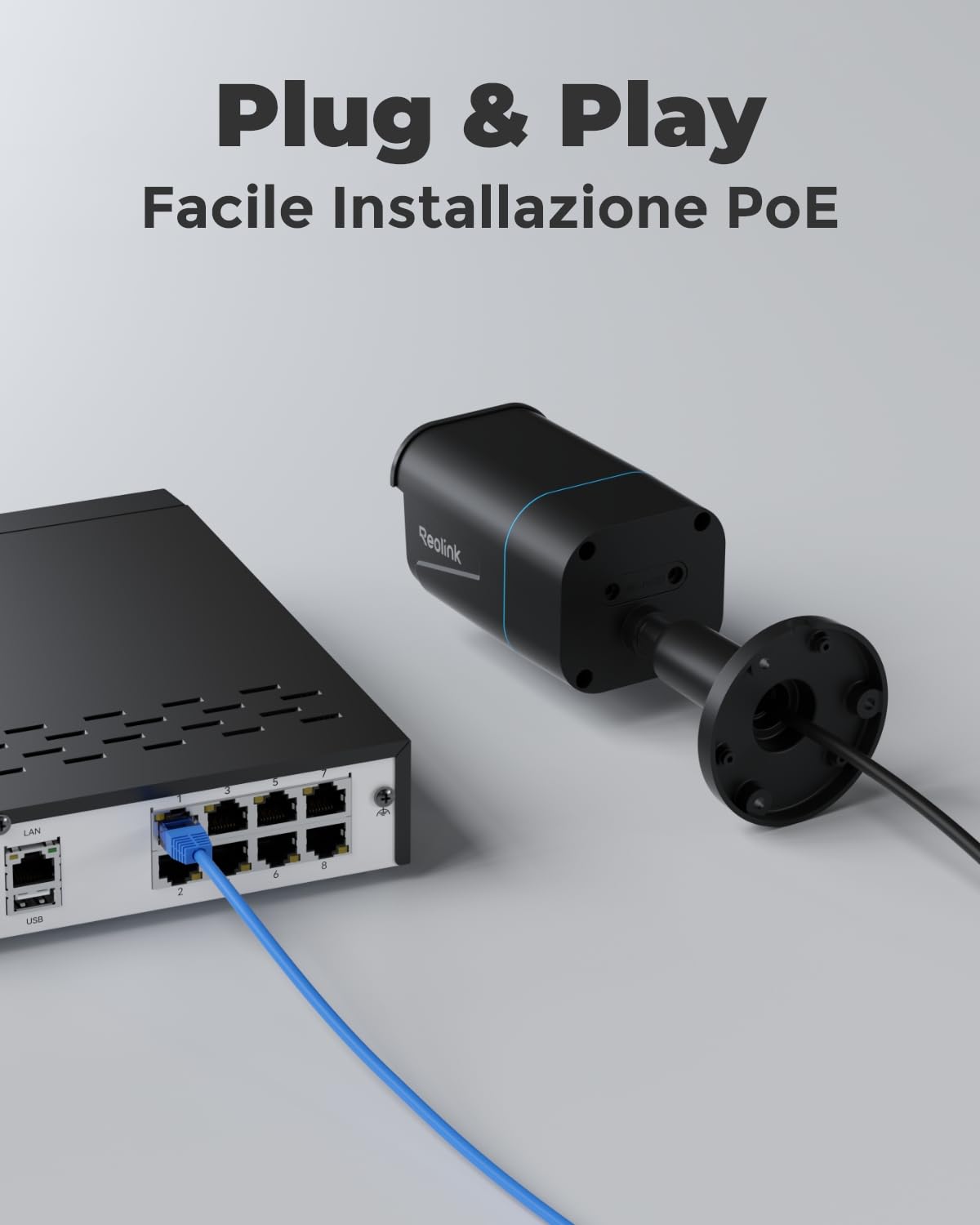 Reolink 4K PoE Kit Videosorveglianza Esterno, Rilevamento di Uomo/Veicolo, NVR 8CH 2TB + 4x Telecamere da Esterno, Visione Notturna Infrarossa, Espandibile a 16TB, Impermeabile IP67, RLK8-800B4 (Nero)