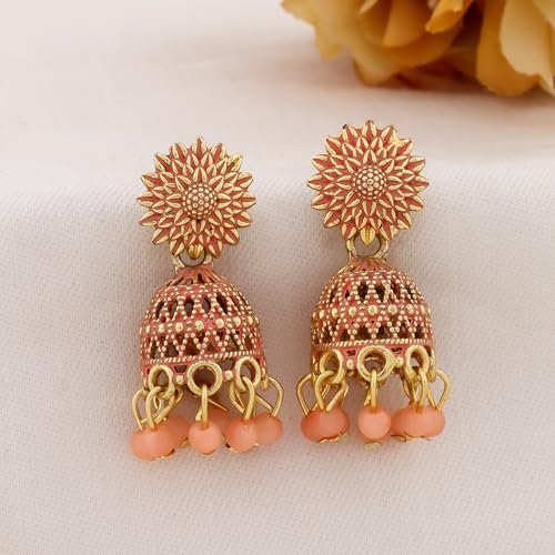 Image of Jhumkas for women traditional Earrings For Women sun flower Design Traditional Drop Jhumke For Women Girls Love Gifts 12 Pair of Earrings.