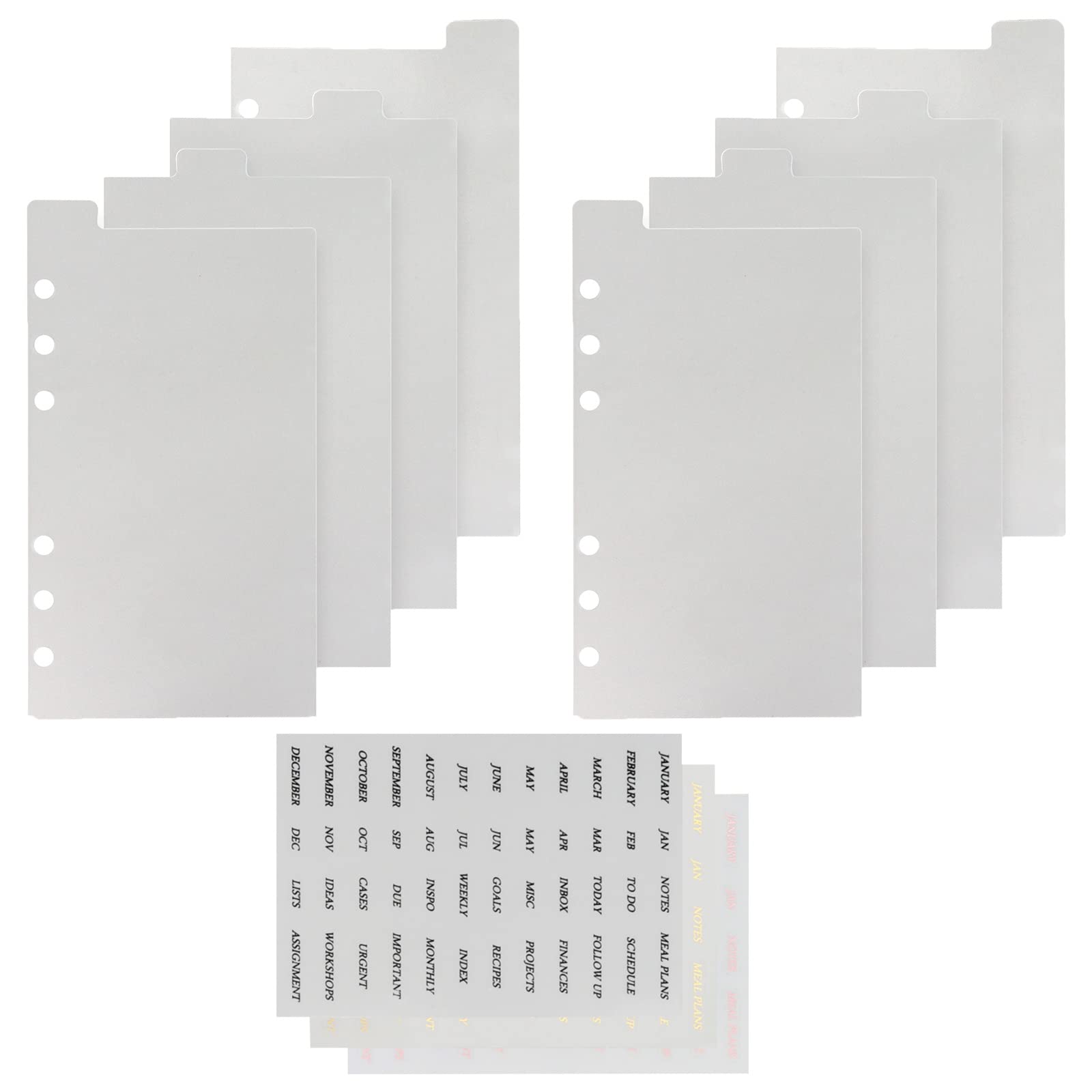 Intercalaires transparents A6 6 trous en plastique vertical avec stickers
