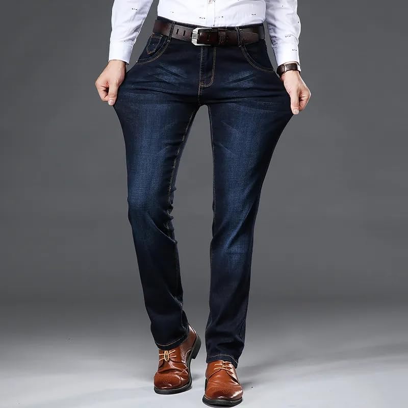 Spring and Autumn Classic Men's Jeans Business Casual Stretch Slim Black Blue Men's Pants4