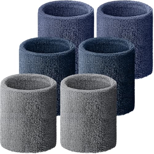 Image of Willbond Wrist Sweatbands, Sports Sweatbands for Competition, Sweat Absorbent, for Basketball, Tennis, Football, Running and Work (Pack of 6)