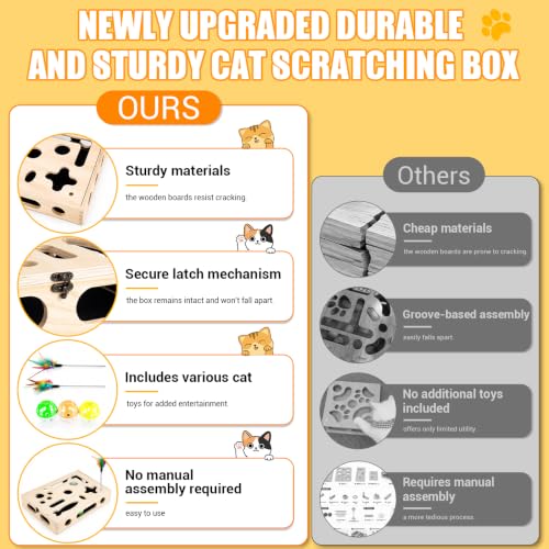 Large Cat Nail File Box, Sturdy Wood Cat Scratch Puzzle Enrichment Box by JHMFDDSB - Used condition - Image 3