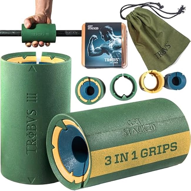 Tribus Thick Grips for Barbells Dumbbells | Thick Dumbbell Grips | Extreme Arms & Forearms Builder - Grip Strength