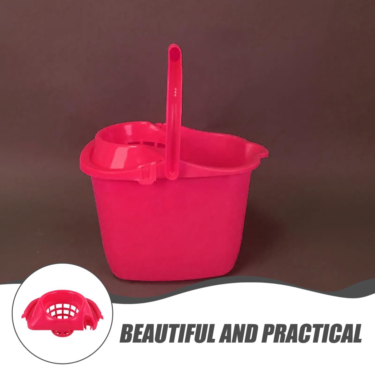 Ipetboom Mop Bucket Basket, 1pc Plastic Wringer Replacement Drain Basket for Mopping Cleaning Squeezing Drying Tool with Draining Holes Bucket Accessory, Red, 11.4x8.1x5.5in