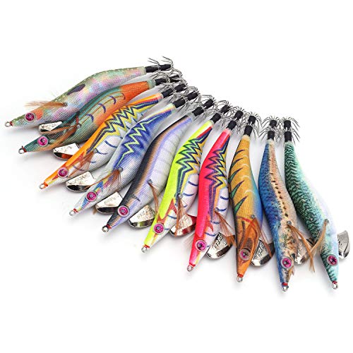 BeeViuc 10 Piezas Sonido de Cuentas Reflexión láser Luminoso Cebo de Calamar Pesca Camarones Señuelo para Sepia Pulpo