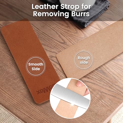 Image of Diamond Sharpening Stone Kit, 3 Side Grit 400 /1000 /8000 Knife Sharpener for Sharp Blade, Premium Diamond & Ceramic Whetstone with Angle Guide, Non-Slip Base & Leather Strop