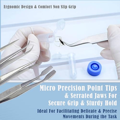 Image of A2Z 4 Entomology Forceps, Micro Precision & Wide Tip Tweezers, Butterfly Specimen Handling Tools for Classroom Teaching, Specimen Collecting & Taxidermy Field Research & Lab Use - Gift for Naturalists