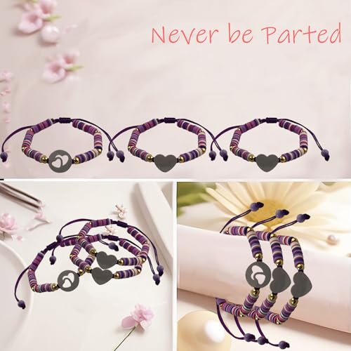 Image of KIDZVEFUN Mother Daughter Bracelets, 3Pcs Matching Hearted Bracelets for Mommy Daughter Son Friends Christmas Day Presents Touch Permanent Gift Mother's Day