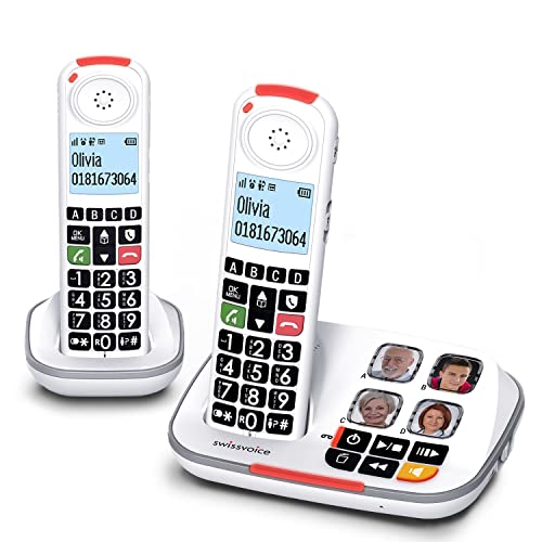 Swissvoice Xtra 2355 Téléphone Fixe Sans Fil DECT - Grandes Touches - Répondeur - Audio Boost - Blanc