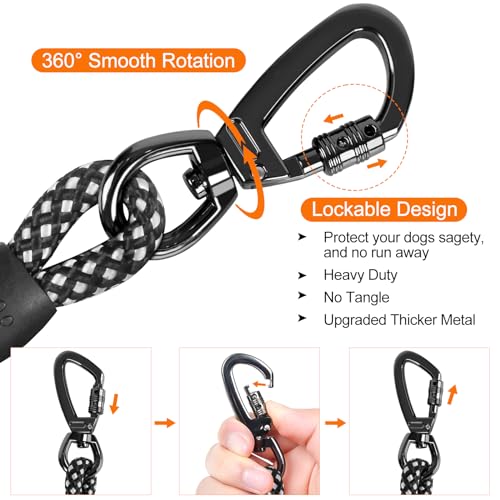 Kdsvakd Rope Dog Lead, 1.5m / 5ft Strong Dog Lead With Swivel Lockable Hook And Soft Padded Handle - Image 2
