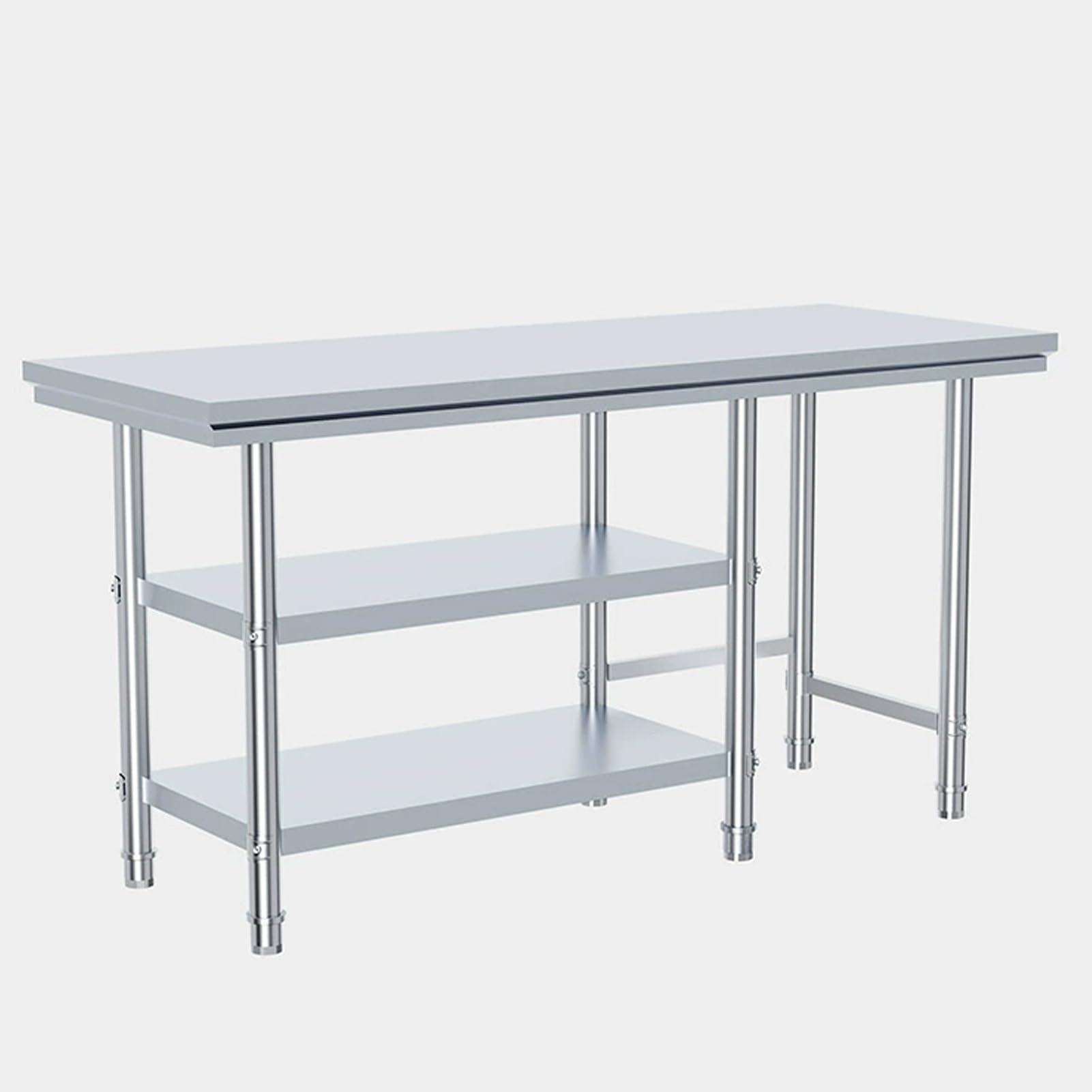 Mesa de preparación comercial de acero inoxidable, mesa de trabajo con pies ajustables para restaurante, cocina y catering