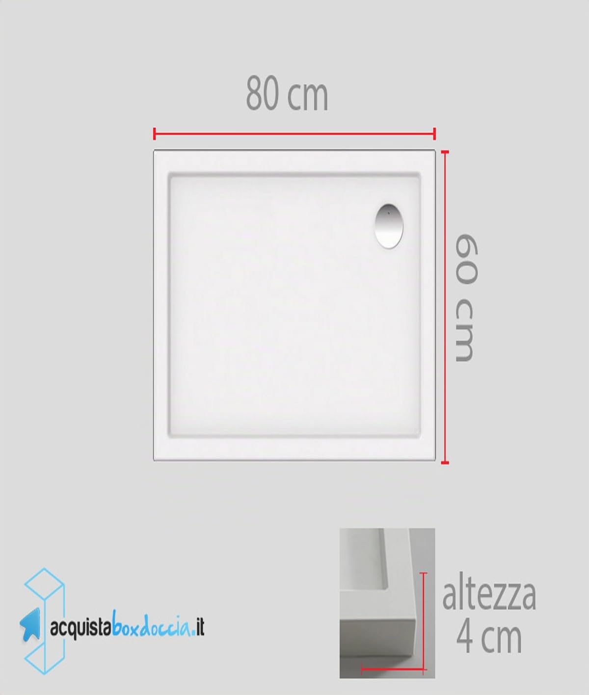 NONAME Piatto Doccia 60x80 cm Altezza 4 cm