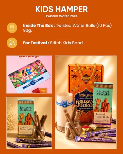 Image of HyperFoods Rakhi With Chocolates Gift Pack Stitch Kids | Rakhi Gift Hamper for Brother, For Kids Girl, Rakhis Combo, Wafer Rolls Chocolate Gifts Pack