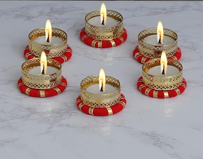 Bougeoirs faits main pour decoration de Diwali et cadeau original lot de 5 pieces