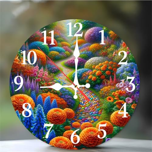 Pendule murale décorative fleurie et silencieuse pour chambre et café - 2