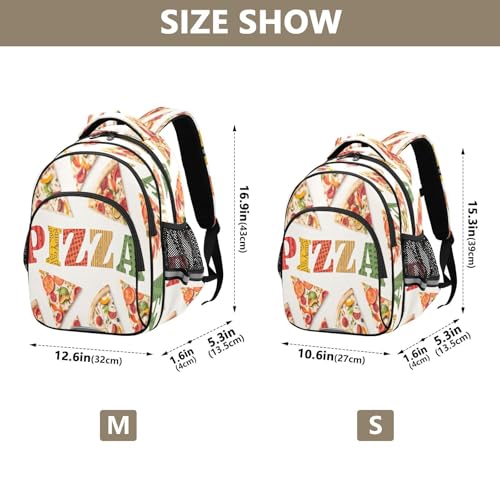 17 Inch Backpack for School Boys Girls, Pizza Letters White Durable School Backpack4
