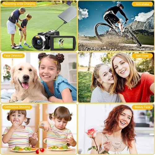 Image of Camcorder Video Camera 4K UHD 48MP IR Night Vision Vlogging Camera for YouTube,18X Digital Zoom Camcorder Recorder 3 inch IPS Touchscreen with 32GB SD Card, Remote, 2 Batteries