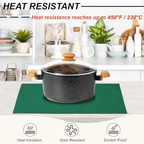 Set de table lavable machine lot de 4 tissu épais lin coton vert - 5