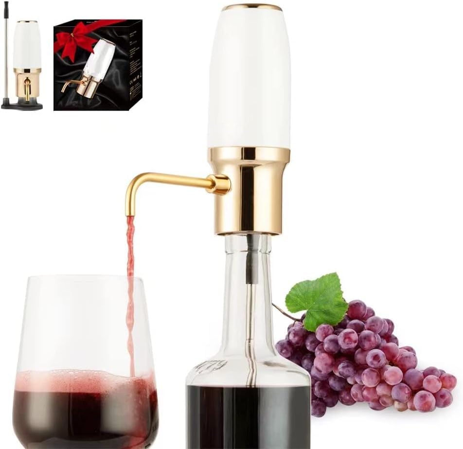 Image of Electric Wine Aerator Dispenser Electric Smart Decanter Professional USB Rechargeable Wine Decanter with Upgraded Adjustable Stainless Steel Telescopic Connecting Tube Wine Gift for Mom Wife