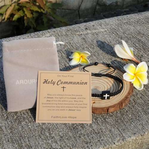 Image of Baptism Bracelets Cross Bracelet for Mens /Women, Christian Charms, Birthday Gifts Baptism Confirmation First Holy Communion Christening Gifts
