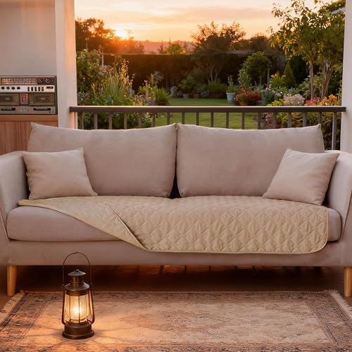 Image of gogobunny 3X Stronger Waterproof Pet Blanket, Scratch Proof Furniture Protector for Dogs Cats, Reversible Cover 30x70 Inch, Dark Beige