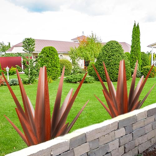 Image of TOMBABY Enlarge Metal Plants Tequila Rustic Sculpture, Outdoor Patio Yard, Home Decor Hand Painted Agave Garden Statue, Outdoor Lawn Ornaments Yard Stakes for Mom Gift (1 Large coppery)