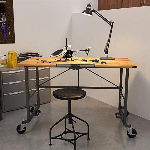 Mobile Rolling Workbench with Wood Top