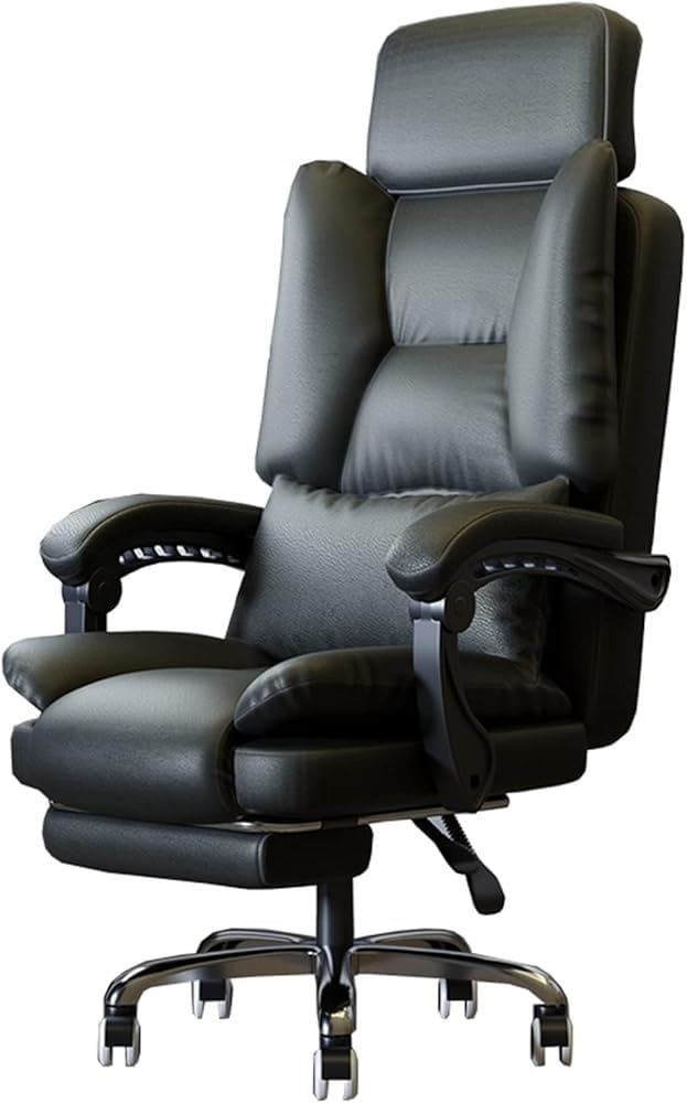 MOYEE Executive Ergonomic High Back PU Leather Desk Chair with Padded Armrests Swivel Recliner Gaming Computer for Home