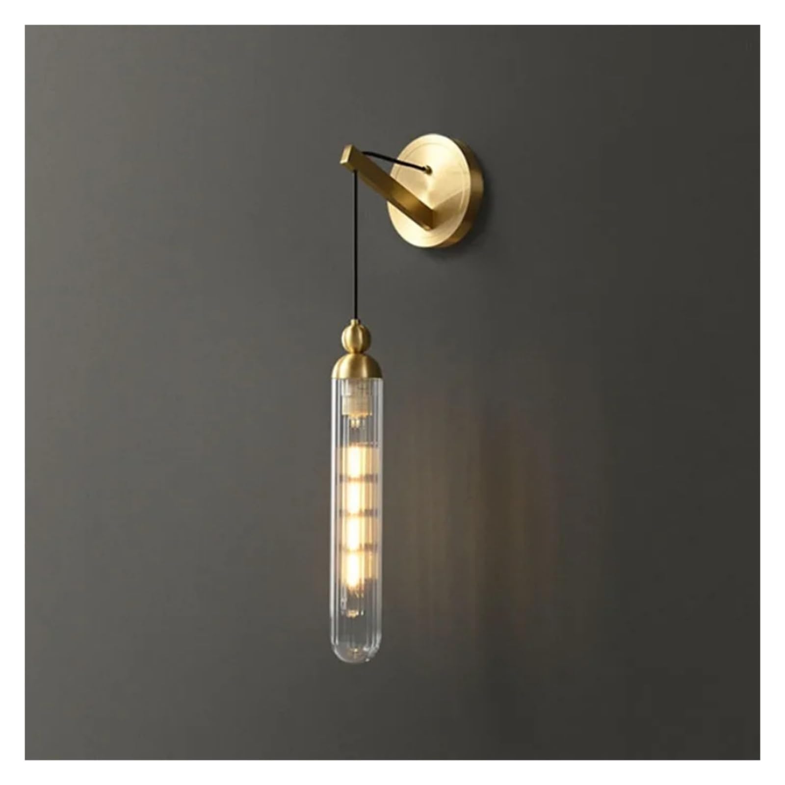 CWCQGH Copper Wall Lamp Clear Glass Bedroom Foyer Sconce Gold Black Metal Bedside Lighting Fixtures,Gold-Warm White