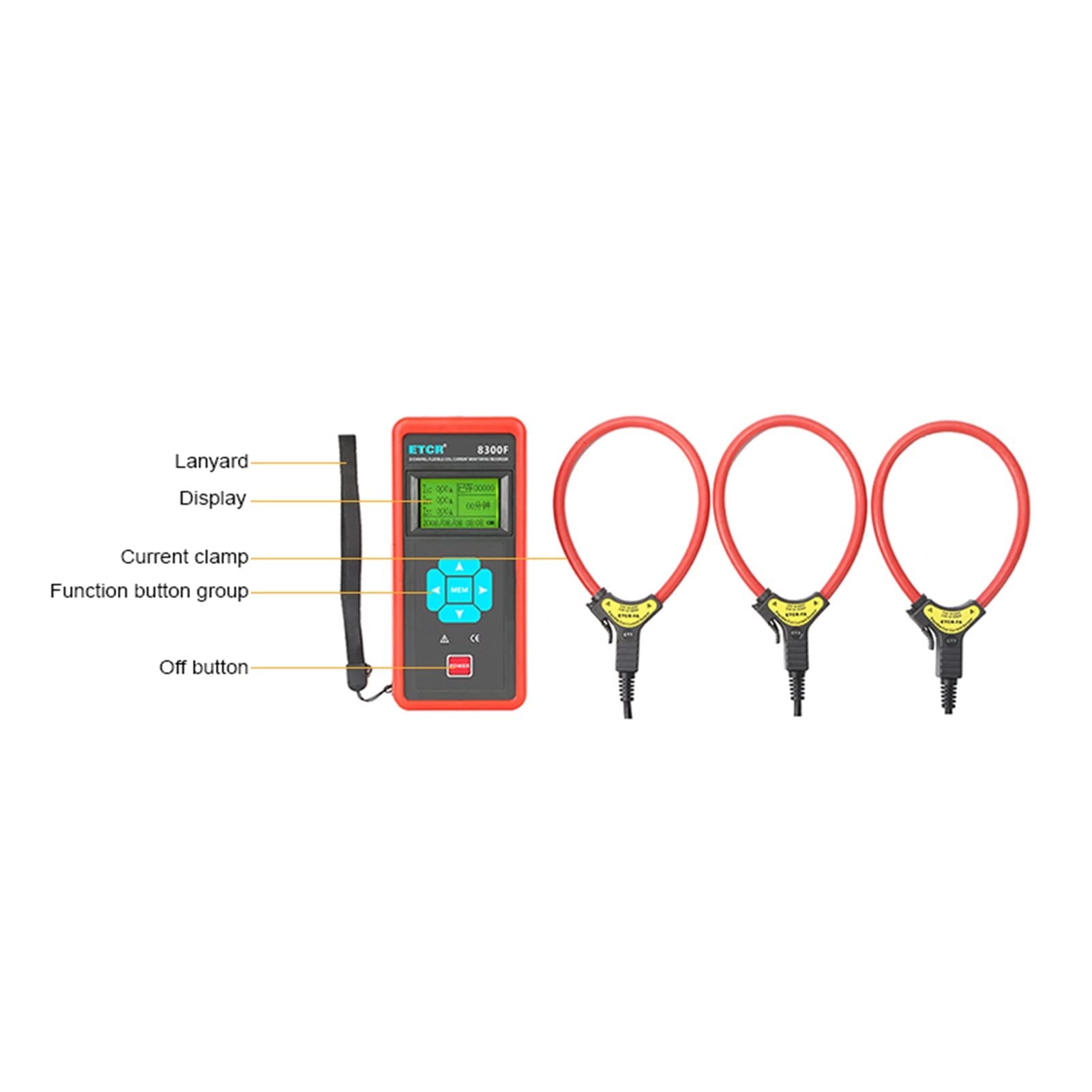 Stromzange, ETCR8300FAC 0,00A-20.00KA Überwachen und zeichnen Sie gleichzeitig 1~3 Kanal Flexible Spule auf AC Aktueller Überwachungsrekorder online