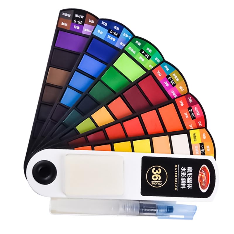Set di pennelli per pittura ad acquerello a ventaglio pieghevole, pigmenti facilmente solubili, kit artistico compatto portatile per schizzi e creazione di interni