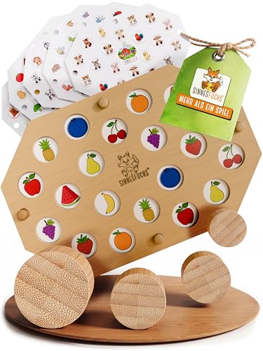 SINNESFUCHS Merklernstation - Memory Spiel ab 3 Jahren - Gedächtnisspiel für Kinder - Montessori Spielzeug pädagogisch wertvoll - FSC 100% Holz - Lernspielzeug für Mädchen & Jungen - Brettspiel