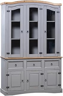 SKM Credenza con Vetrina in Pino Messicano Corona Range Grigio