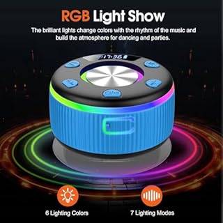 Cassa Bluetooth Doccia 5.3, IP7 Impermeabile Altoparlante Doccia con Luce RGB Ventosa, HiFi Stereo Speaker Bluetooth per Bagno Piscina Viaggi, 8H di Autonomia con 7 Modalità RGB, Tipo-C, Blu Scuro