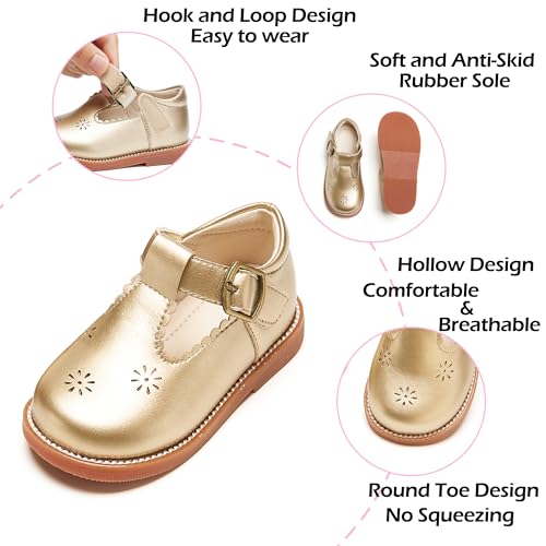 Image of PHIRAMIN Toddler Flower Girl Dress Shoes - Little Girl Mary Janes Flats Wedding