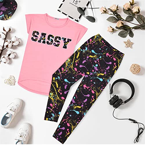 Image of A2Z 4 Kids Girls Love Crop Top T-Shirt And Splash Fashion Leggings Girls Pants Kids Outfit Sets Age 5-14 Years