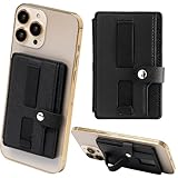 [ピタング] エンベロープカードホルダー スマホスタンド スマホグリップ機能付き カード3枚収納 メンズ ブラック