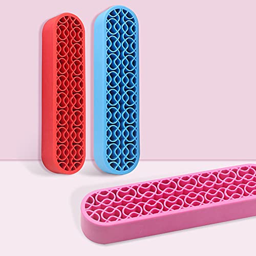 Image of AKOAK 1 Pack Silicone Makeup Brush Holder, Cosmetics Storage Box Desktop Finishing Container, Painting Pen Holder Sewing Craft Organizer (Red)