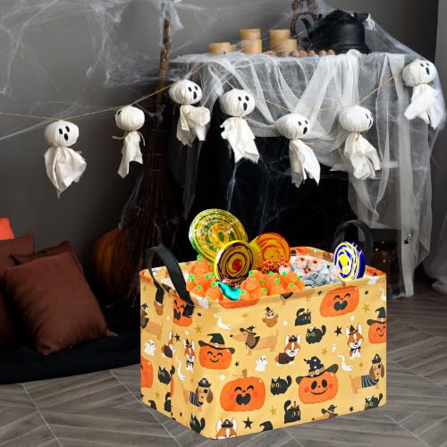 Image of Halloween Pumpkin Ghost Storage Basket, Black Cat Spider Gift Toy Organizer