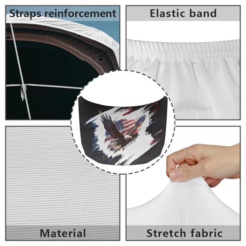 Image of American Flag Eagle Print Car Hood Cover Elastic Polyester Car Hood Cover Detachable Auto Exterior Accessories Easy Install for Car Hood Decoration and Protection