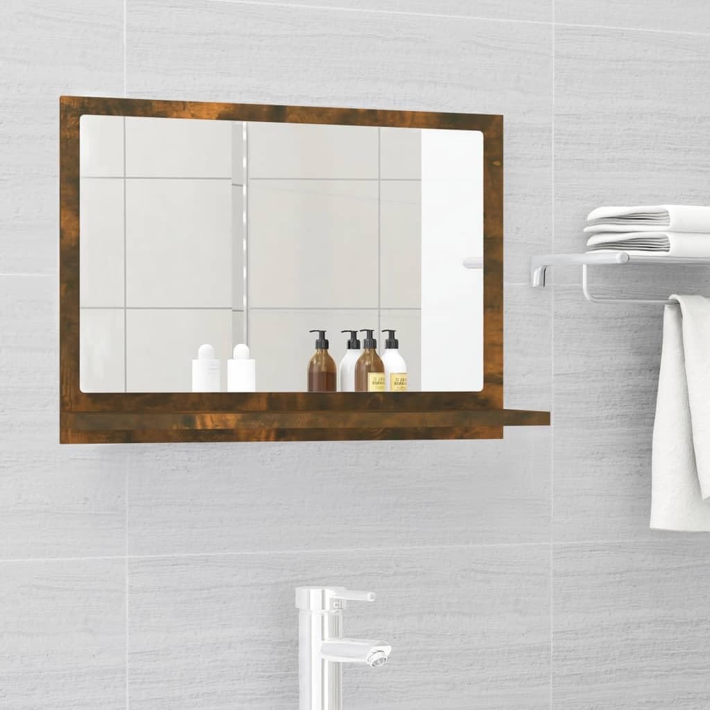 Armadietti & Contenitore Specchio Bagno Rovere Fumé 60x10.5x37 cm Mobili Legno Ingegnerizzato