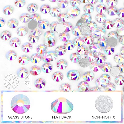 Image of Novani Crystal Rhinestones, Flatback Loose Gemstones 2880pcs Glass Rhinestones for Clothes Shoes Crafts Makeup Nail Art and DIY Decorations(SS4, Crystal AB)