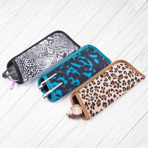 Image of TRIUMPH VISION Reading Glasses Pouch Eyeglass Sleeve Soft Case Slim 3 Pack | Alternative to Bulky Case Lightweight,Neoprene Lined Padded Protect Optical lens Slip in, Cute Pattern Portable for Daily Use
