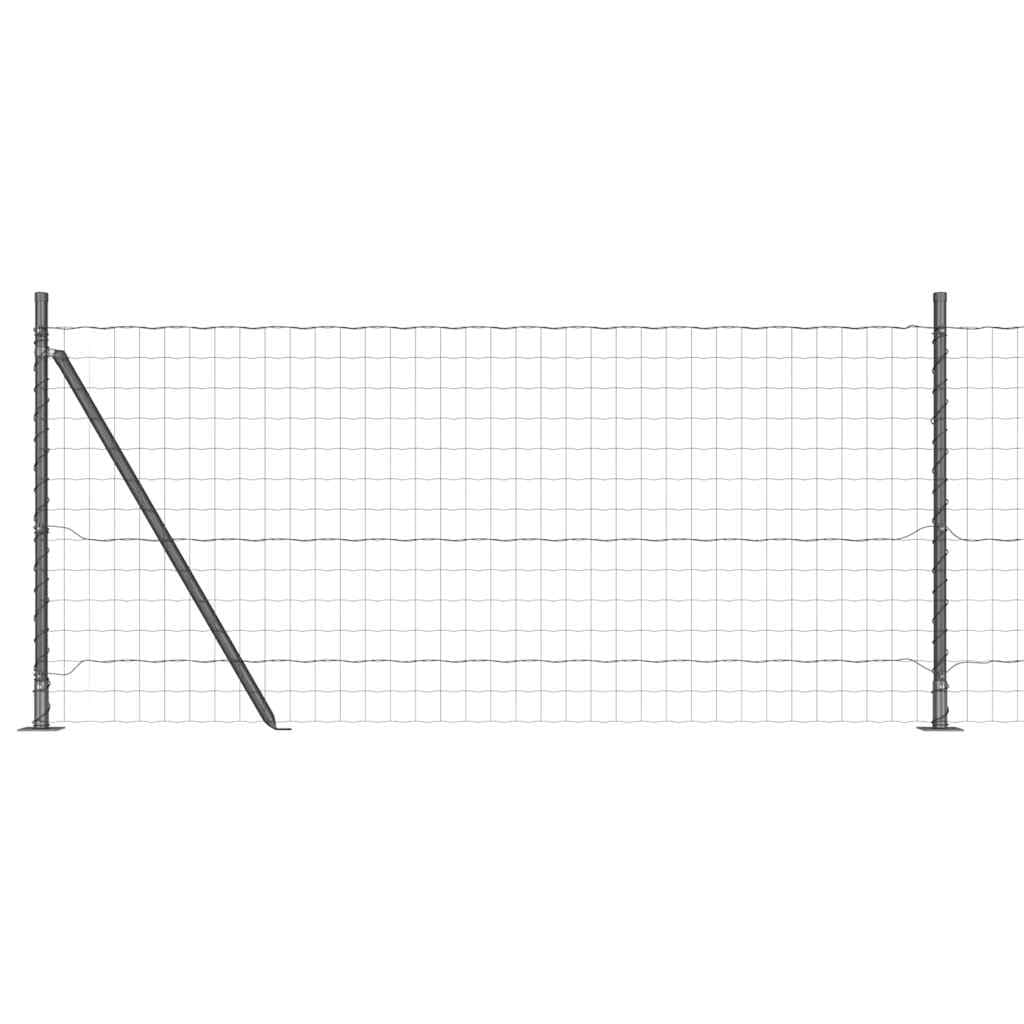 Grey Steel Border Fence with Posts 0.8 x 25 m Outdoor Garden Panel Set Weather Resistant Secure Enclosure for Pets Terrace Yard Modern Design Easy Assembly