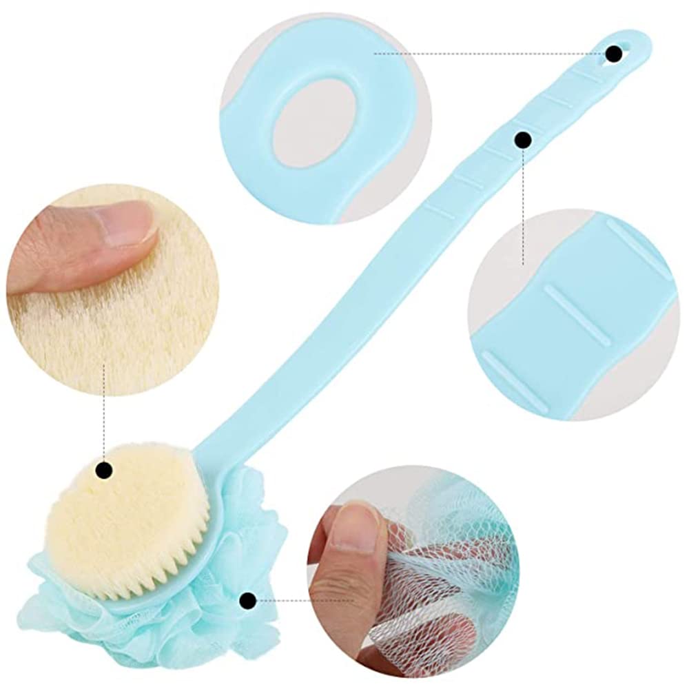 MosQuick® 2Qty Double sided body scrubber for men women back scrubber for bathing dry brushing body brush bath brush body brush bathing brush loofah with handle for bathing shower brush for body wash