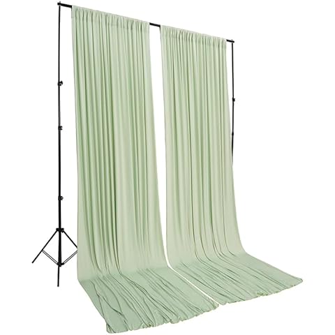 SweetEasy 2packs 5.5x10ft Thinckness Photography Backdrop Drapes Curtains for Wedding Baby Shower Birthday Event Festival Party Stage Curtain Panel Decorations (sagegreen) Cover