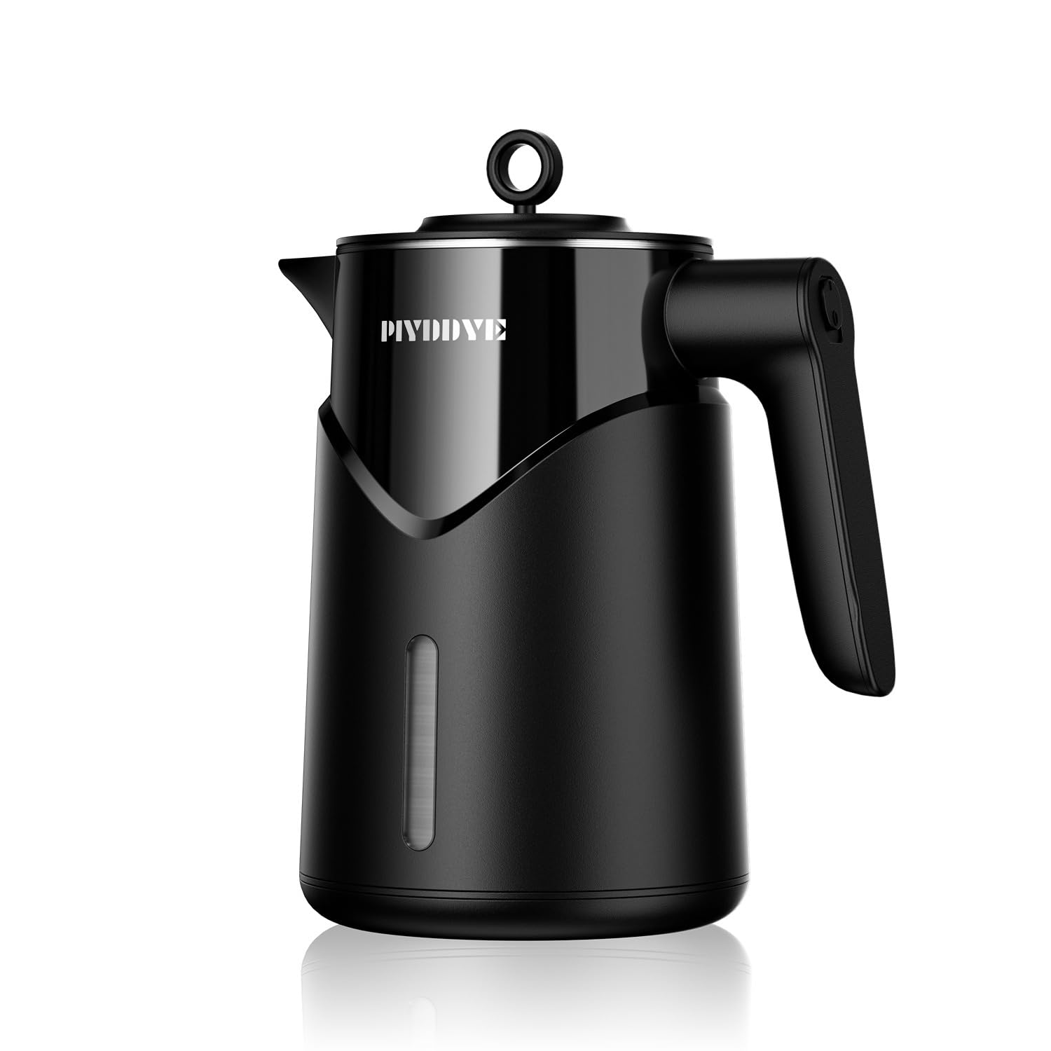 Piyddye Wasserkocher Edelstahl - 2200W Schnellaufheizender Elektrischer Wasserkocher, Automatischer Stromausfall, Trockengehschutz, 100% BPA-Frei, Kein Kunststoffkontakt, Leise, 1,7L Zuhause (Schwarz)
